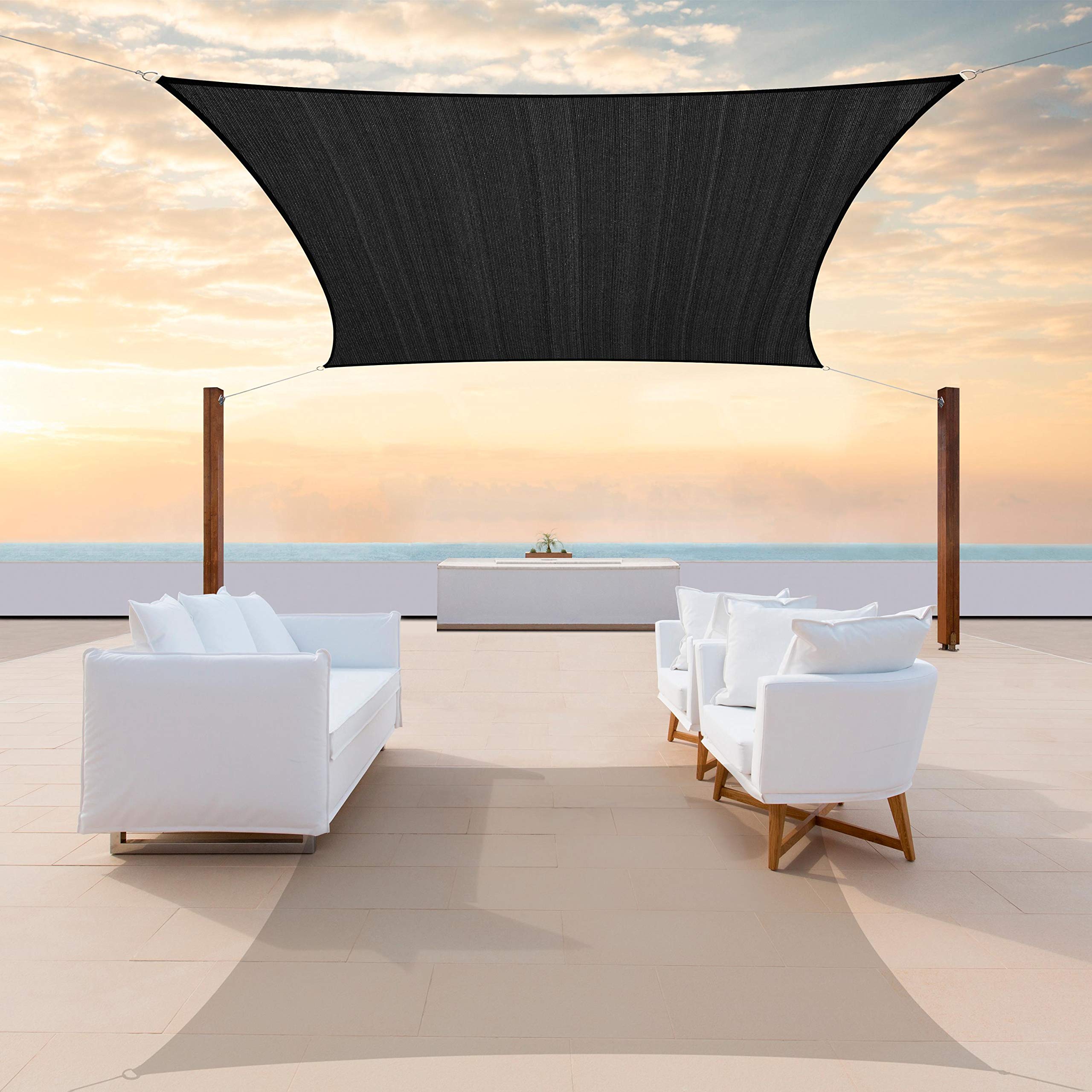 Colourtree Tapr1620 Custom Size 18' X 20' Black Sun Shade Sail Canopy Uv Block Upf50  Rectangle - Commercial Standard Heavy Duty